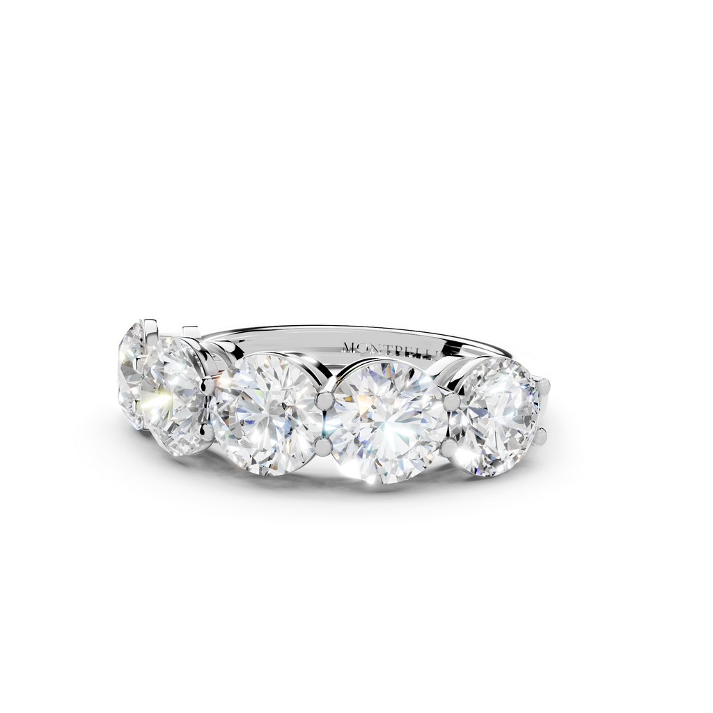 3.50ct Lab Grown 5 Stone Round Diamond Ring Platinum or 18ct Gold - The Montpellier Classic 5 Stone Ring