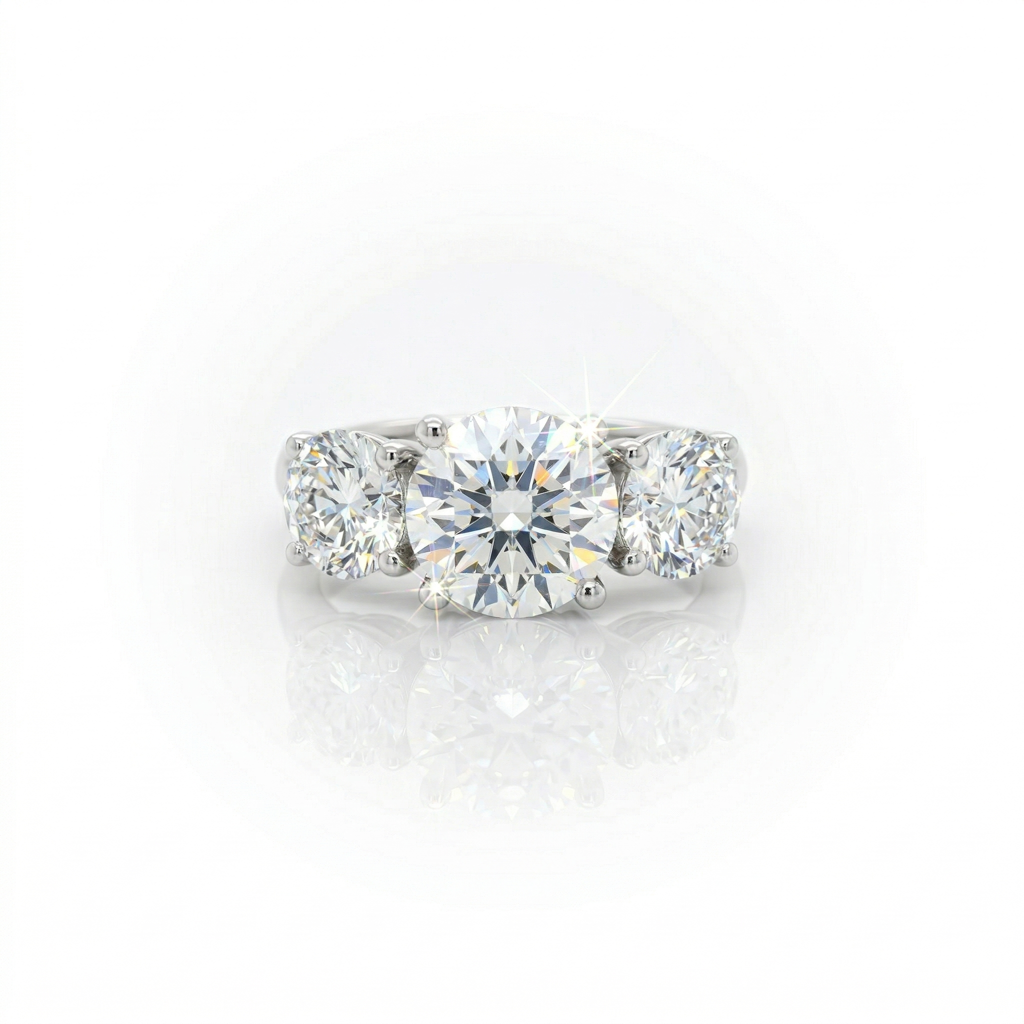 3.54ct F/VS1 Round Brilliant Cut LAB Diamond 3 Stone Ring Set in White Gold