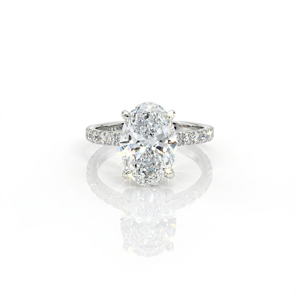 3ct Oval Lab Diamond Ring Set In Platinum