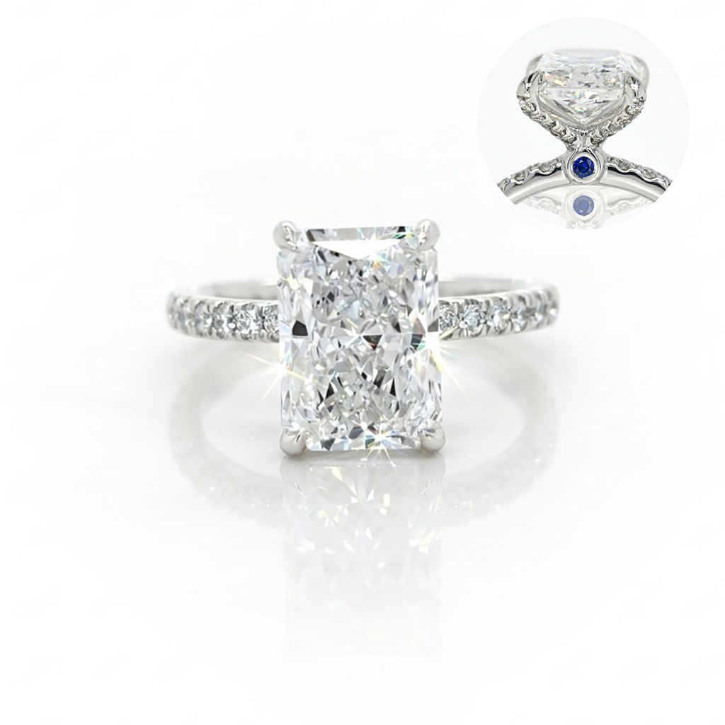 3ct_Radiant_cut_lab_diamond_ring_set_in_platinum_sapphire