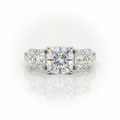 4.54ct F/VS1 Square Cushion Cut LAB Diamond 3 Stone Ring Set in White Gold