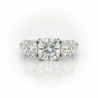 4.54ct F/VS1 Square Cushion Cut LAB Diamond 3 Stone Ring Set in White Gold