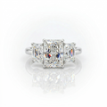 4.92ct G/SI1 Radiant Cut LAB Diamond 3 Stone Ring Set in White Gold