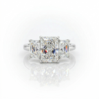 4.92ct G/SI1 Radiant Cut LAB Diamond 3 Stone Ring Set in White Gold