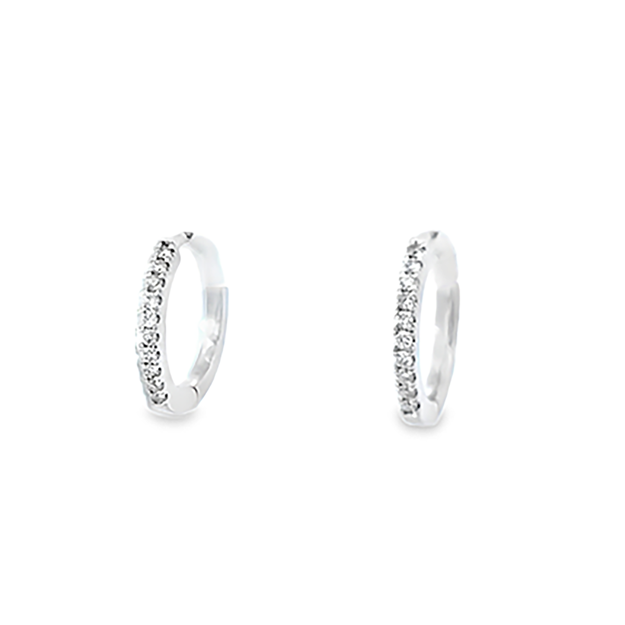 18ct White Gold Diamond Huggie Earrings - Montpellier Jewellers
