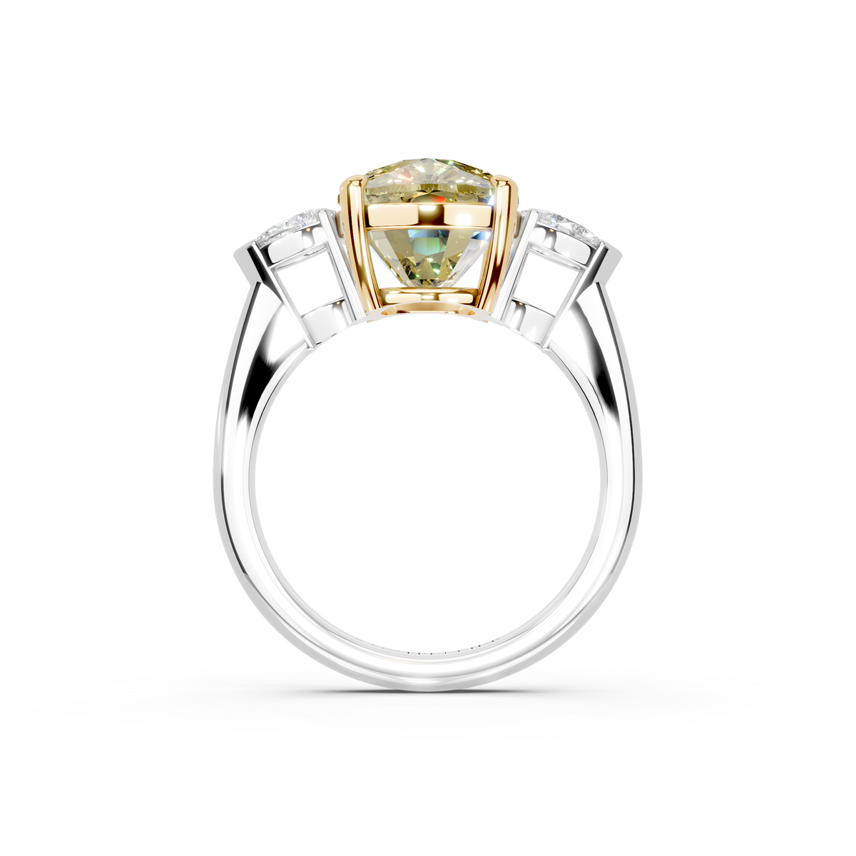 GIA 4.52ct Cushion Cut Fancy Intense Yellow Diamond Ring