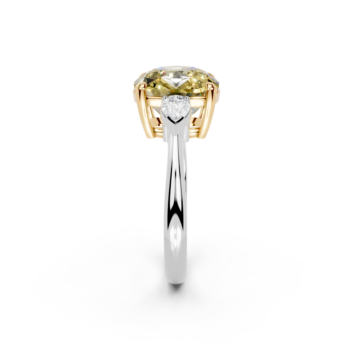 GIA 4.52ct Cushion Cut Fancy Intense Yellow Diamond Ring