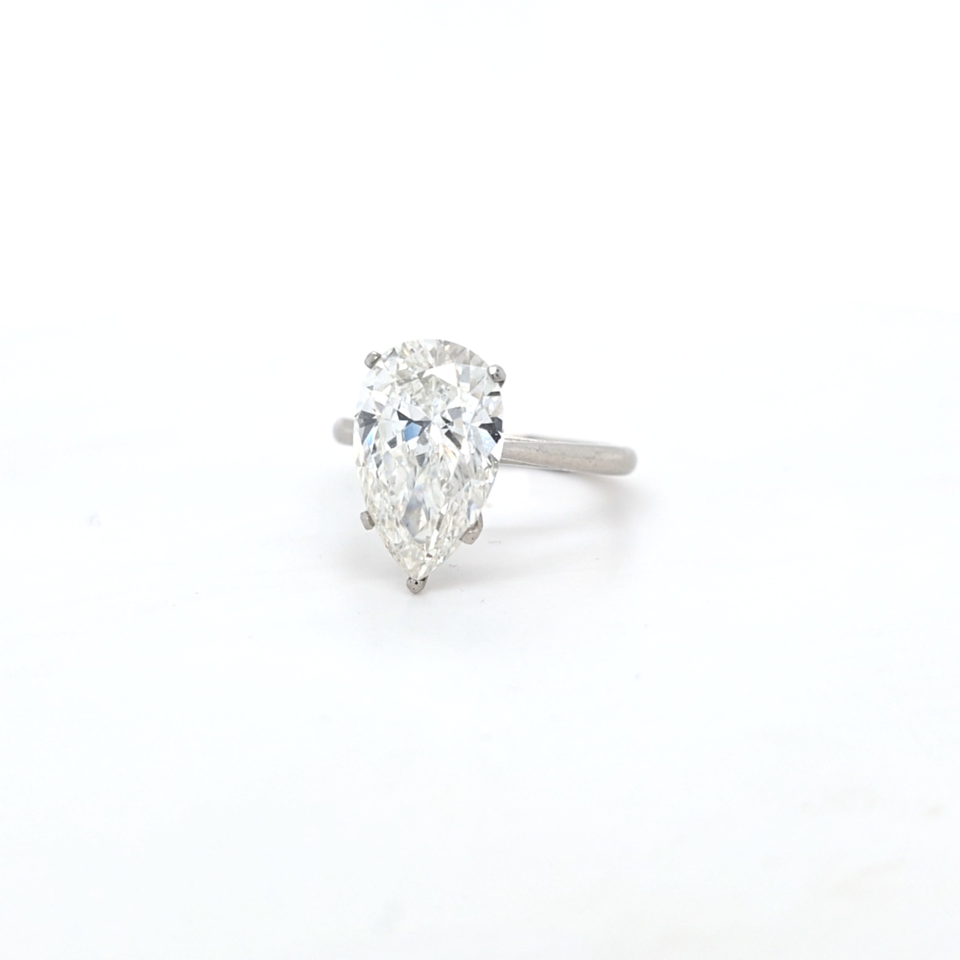 5ct Pear Shape Lab Diamond Ring set in Platinum