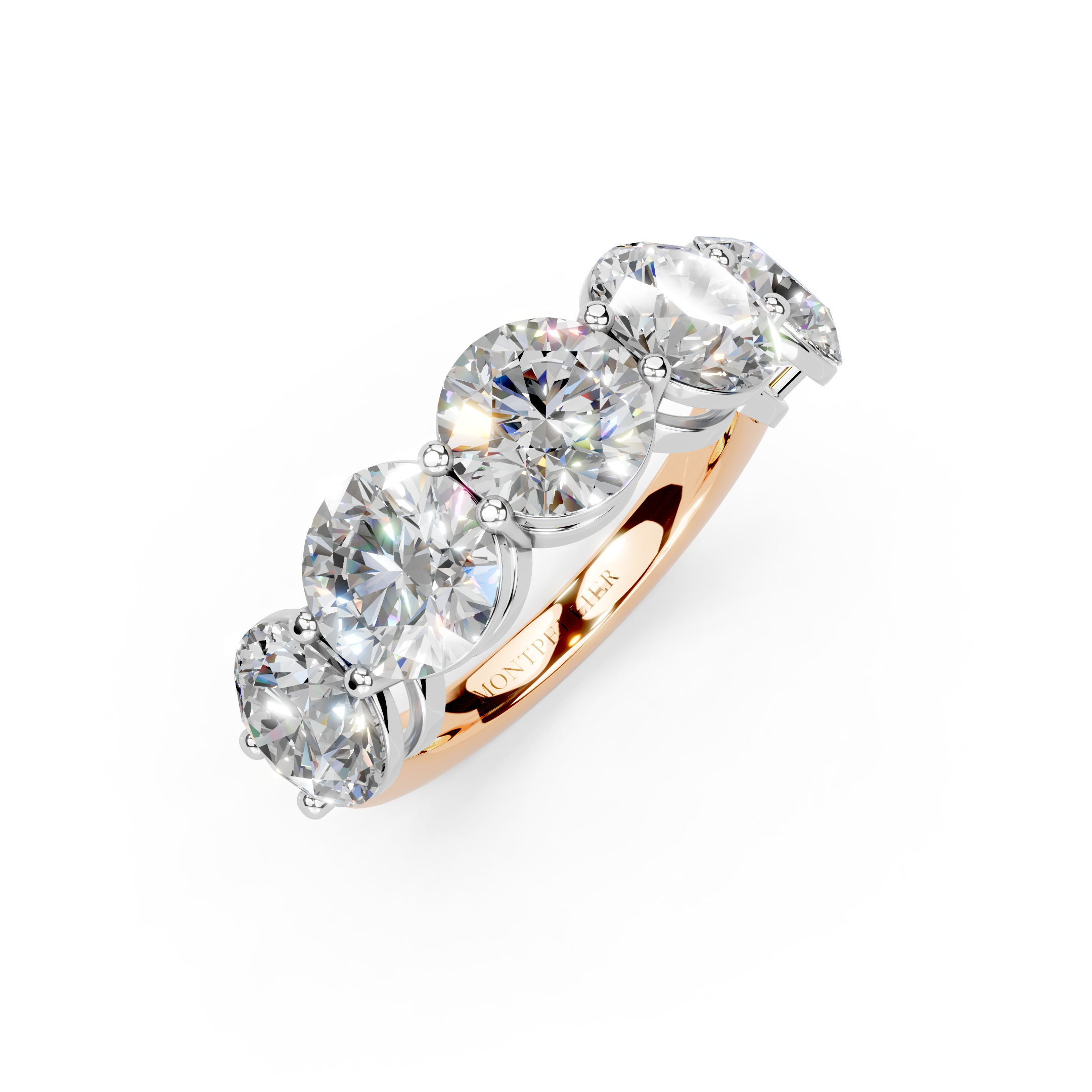 5.00ct Lab Grown 5 Stone Round Diamond Ring Platinum or 18ct Gold - The Montpellier Classic 5 Stone Ring