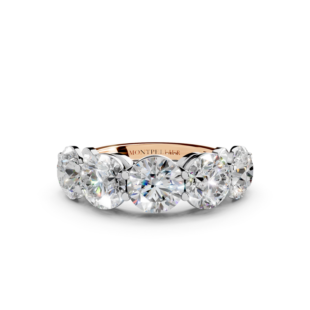 5.00ct Lab Grown 5 Stone Round Diamond Ring Platinum or 18ct Gold - The Montpellier Classic 5 Stone Ring
