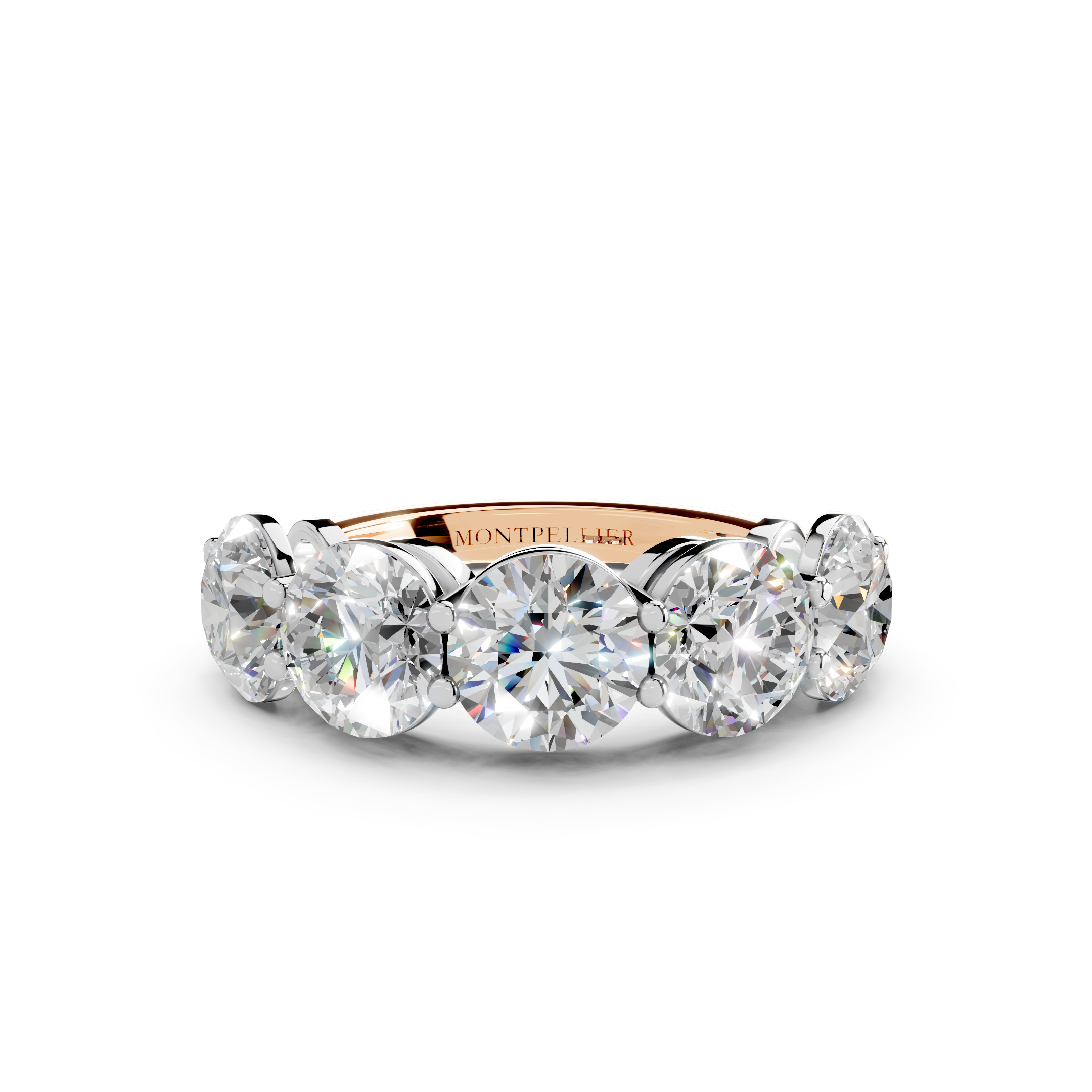 5.00ct Lab Grown 5 Stone Round Diamond Ring Platinum or 18ct Gold - The Montpellier Classic 5 Stone Ring