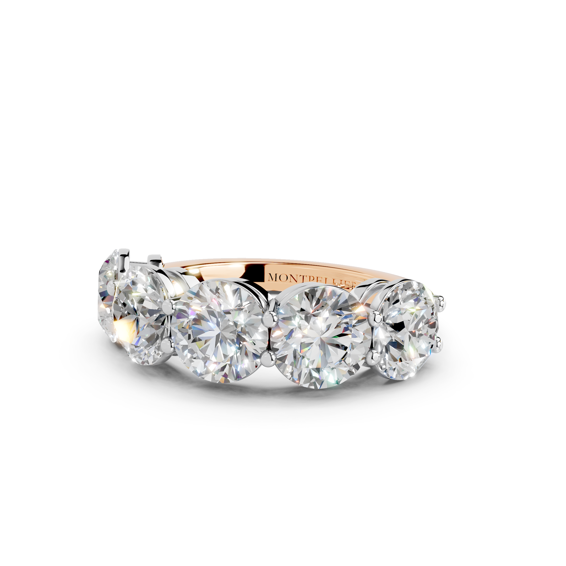 5.00ct Lab Grown 5 Stone Round Diamond Ring Platinum or 18ct Gold - The Montpellier Classic 5 Stone Ring
