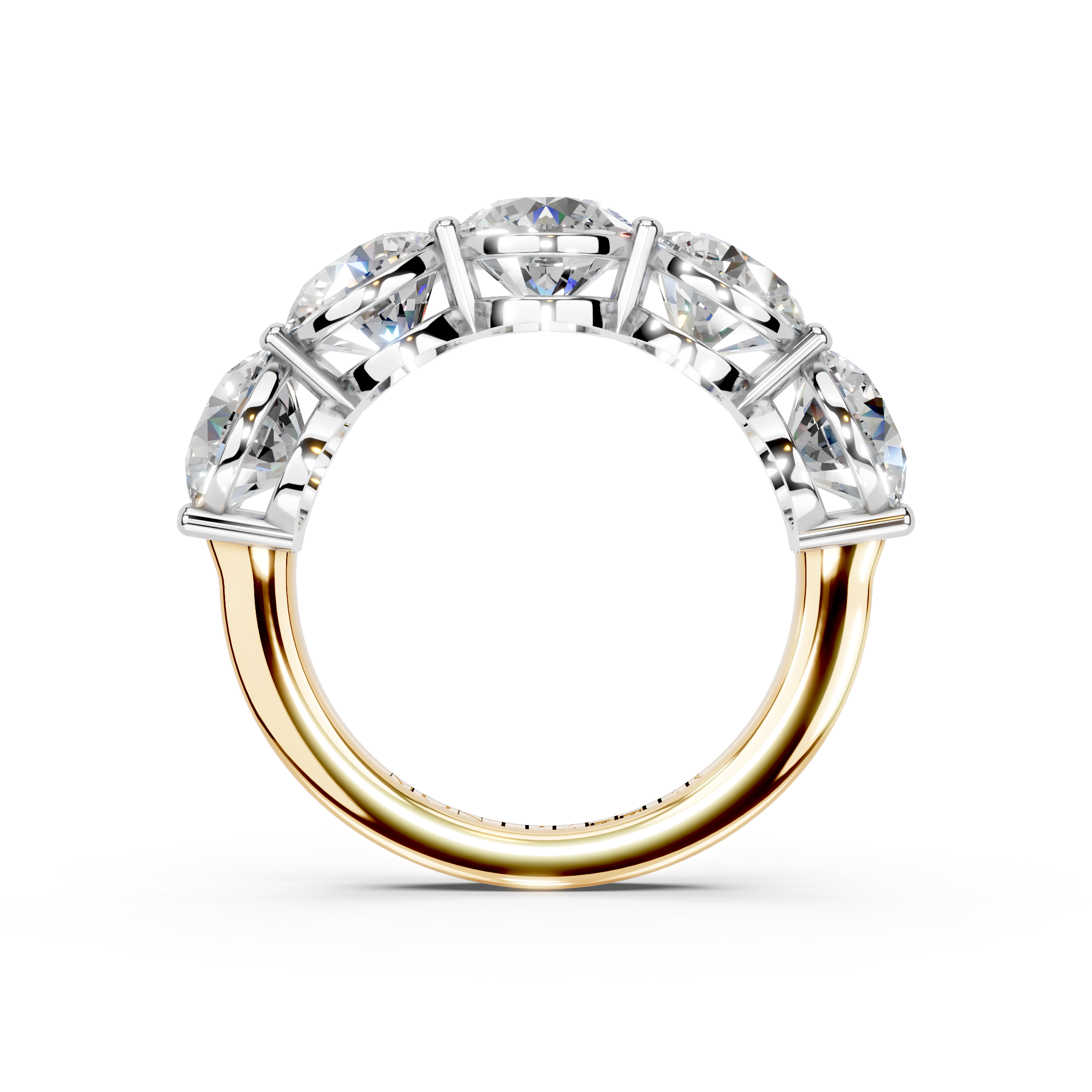 5.00ct Lab Grown 5 Stone Round Diamond Ring Platinum or 18ct Gold - The Montpellier Classic 5 Stone Ring