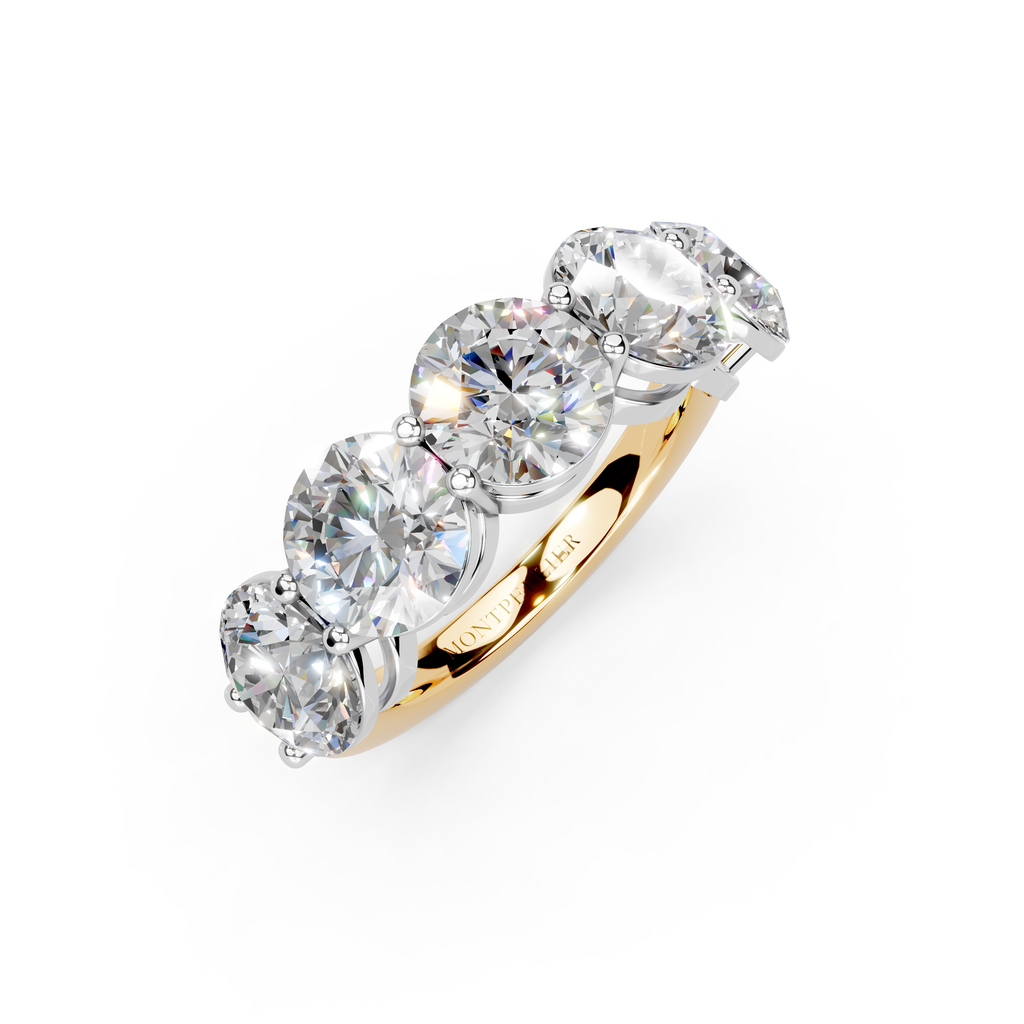 5.00ct Lab Grown 5 Stone Round Diamond Ring Platinum or 18ct Gold - The Montpellier Classic 5 Stone Ring