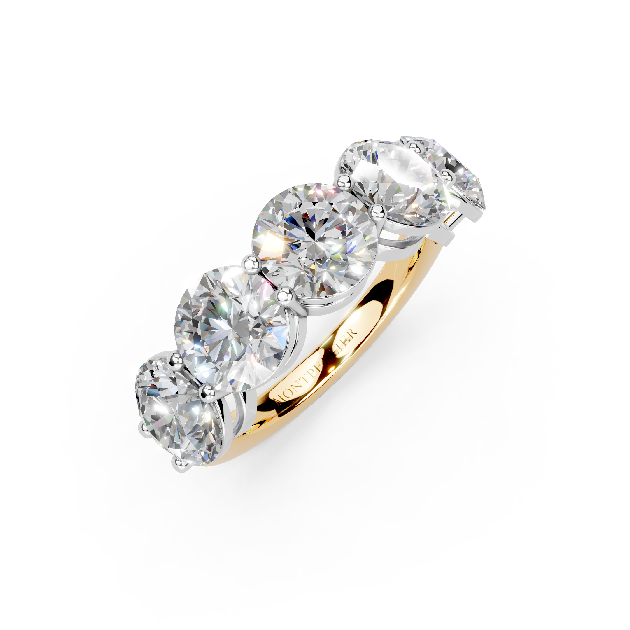 5.00ct Lab Grown 5 Stone Round Diamond Ring Platinum or 18ct Gold - The Montpellier Classic 5 Stone Ring