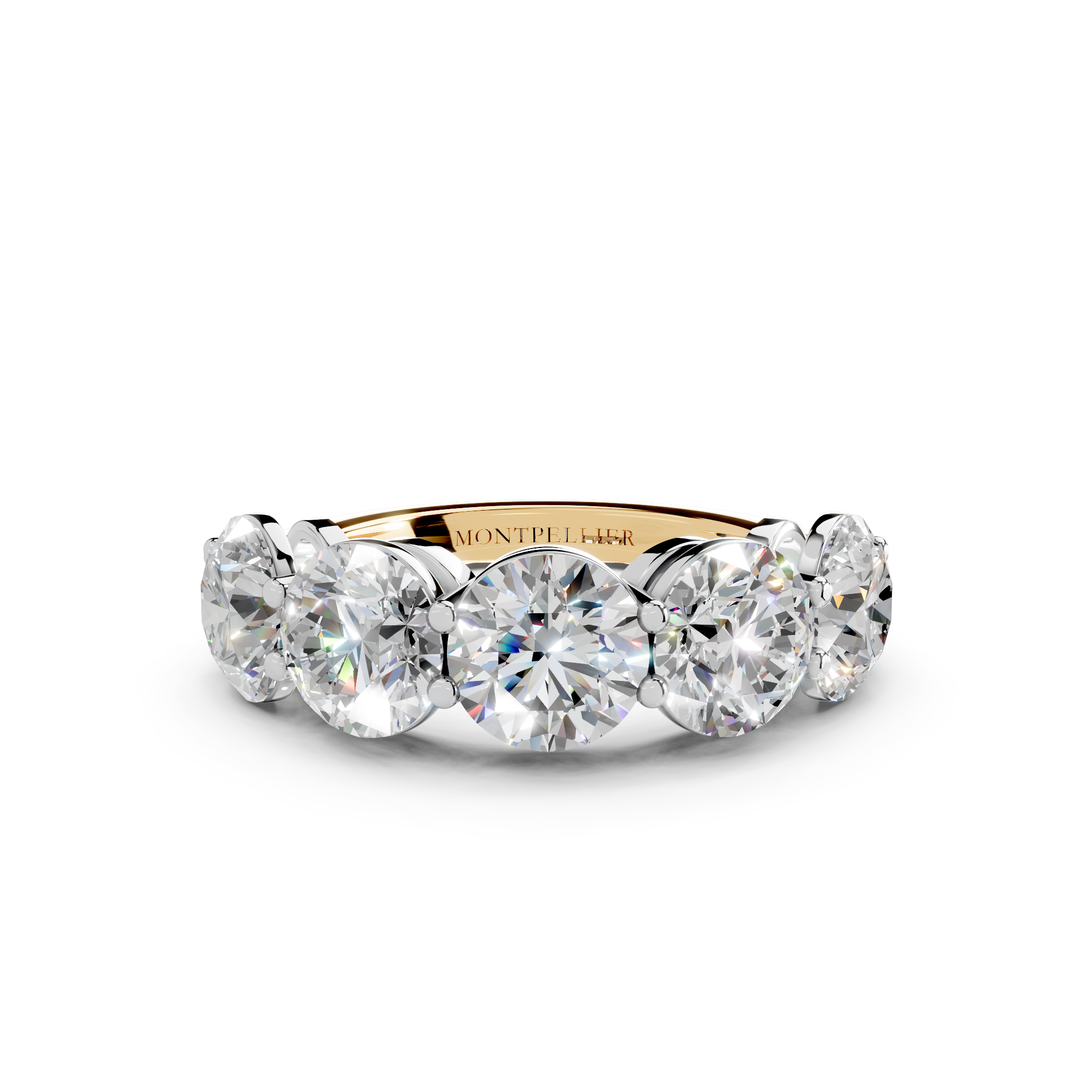 5.00ct Lab Grown 5 Stone Round Diamond Ring Platinum or 18ct Gold - The Montpellier Classic 5 Stone Ring