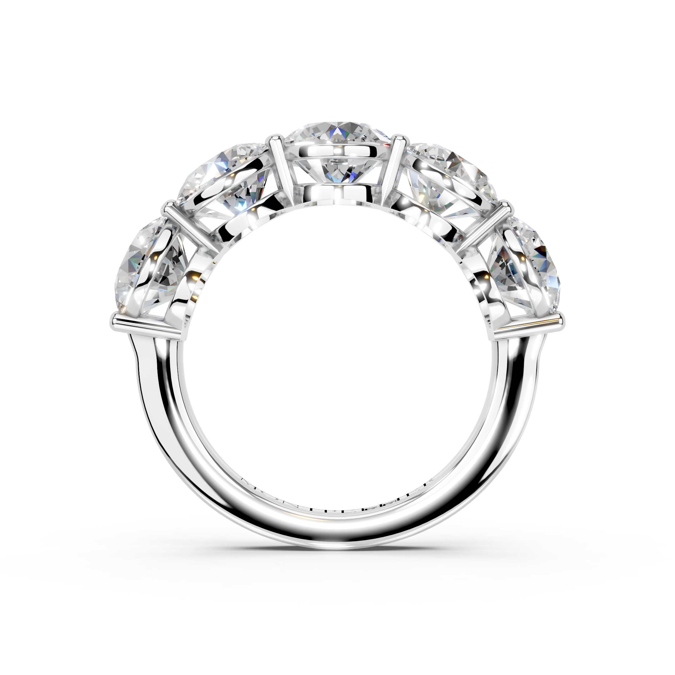 5.00ct Lab Grown 5 Stone Round Diamond Ring Platinum or 18ct Gold - The Montpellier Classic 5 Stone Ring