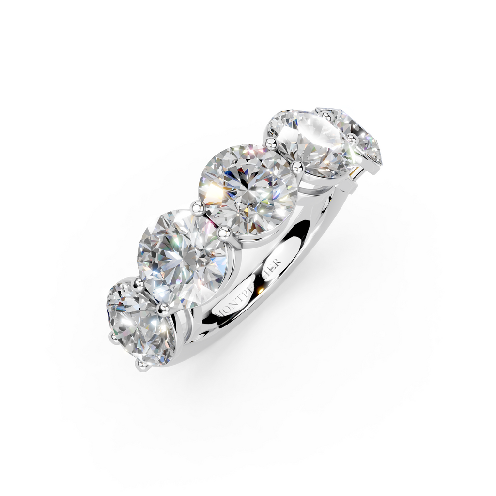 5.00ct Lab Grown 5 Stone Round Diamond Ring Platinum or 18ct Gold - The Montpellier Classic 5 Stone Ring