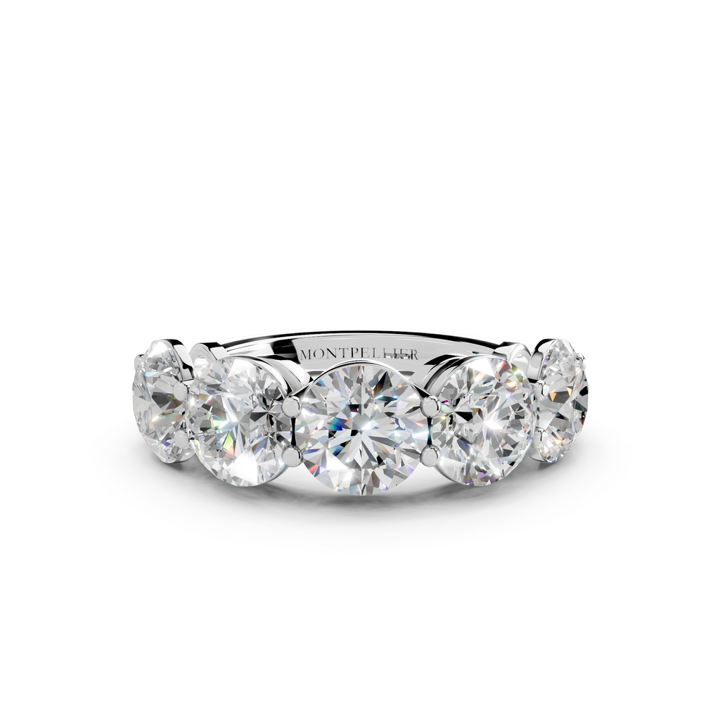 5.00ct Lab Grown 5 Stone Round Diamond Ring Platinum or 18ct Gold - The Montpellier Classic 5 Stone Ring