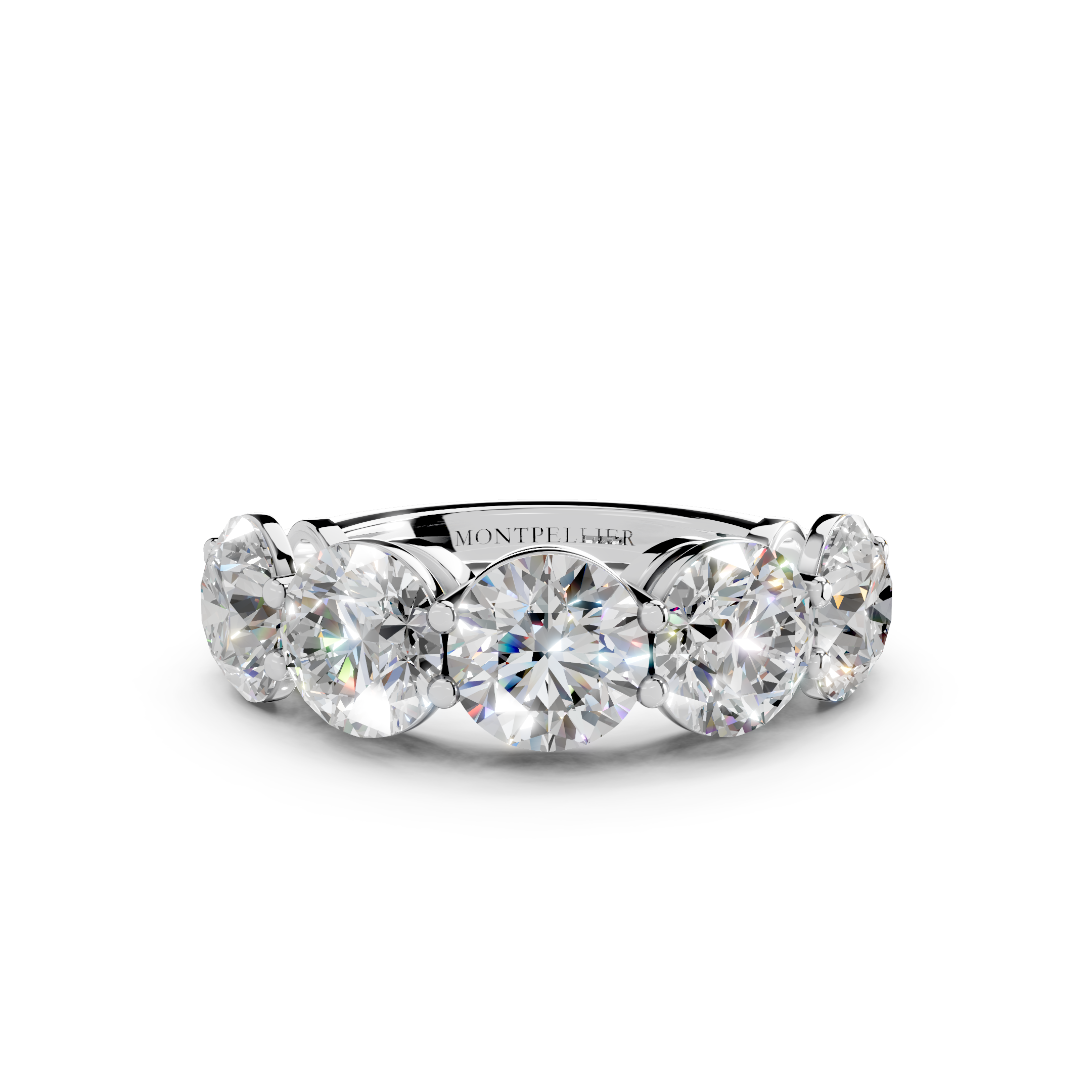 5.00ct Lab Grown 5 Stone Round Diamond Ring Platinum or 18ct Gold - The Montpellier Classic 5 Stone Ring