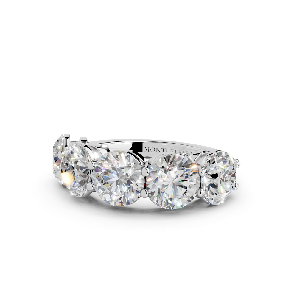 5.00ct Lab Grown 5 Stone Round Diamond Ring Platinum or 18ct Gold - The Montpellier Classic 5 Stone Ring