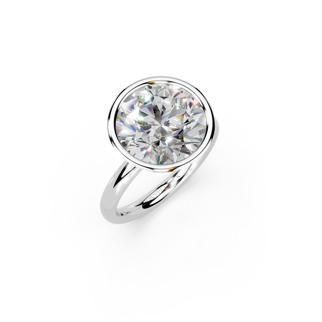 IGI 5.00ct Lab Grown Round Bezel Set Diamond Solitaire Engagement Ring Platinum or 18ct Gold