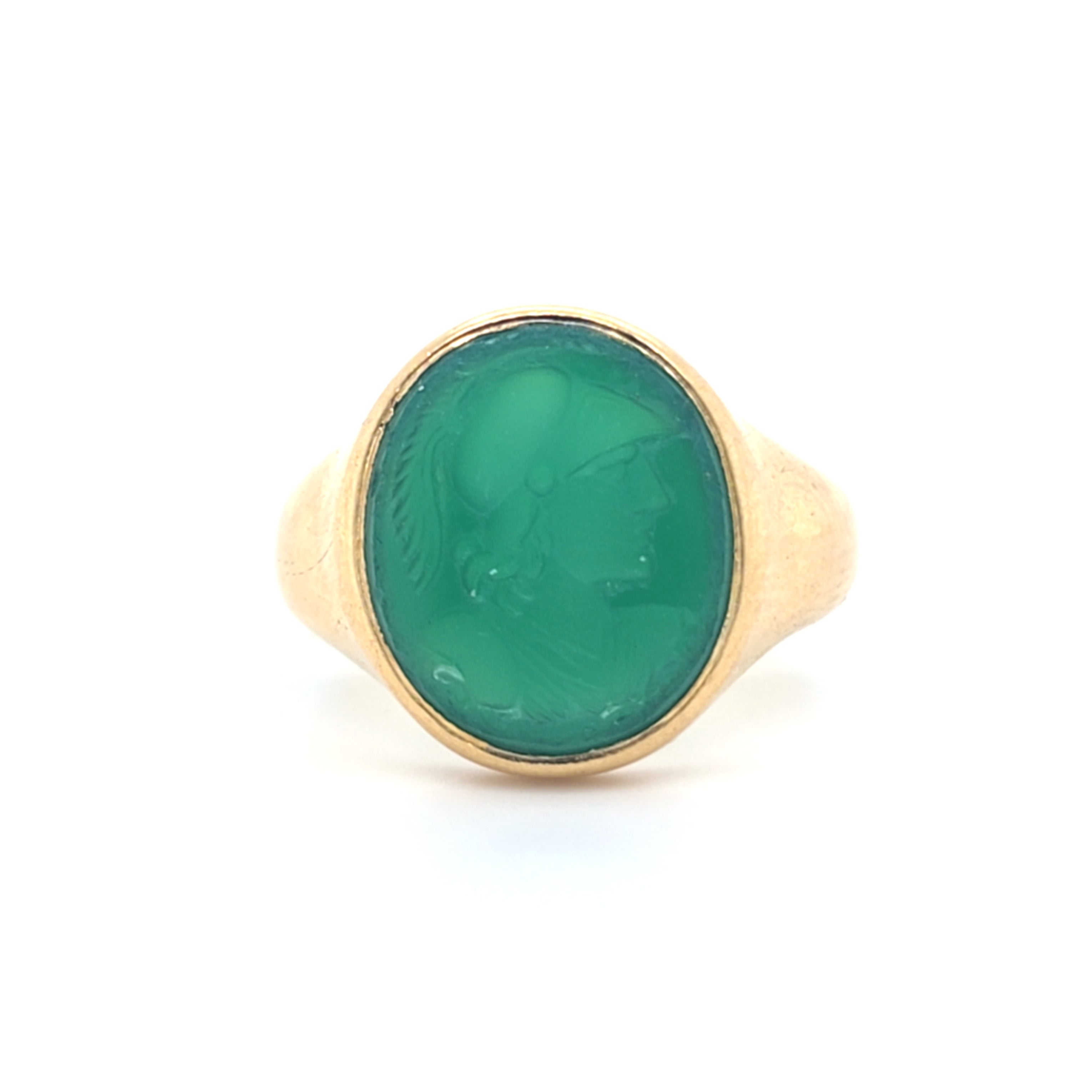 Antique Green Agate Signet Ring