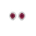 VIP Ruby & Diamond Halo Earrings Set In 18ct White Gold - Montpellier Jewellers
