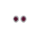 Ruby & Diamond Halo Earrings Set In 18ct White Gold