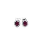 Ruby & Diamond Halo Earrings Set In 18ct White Gold