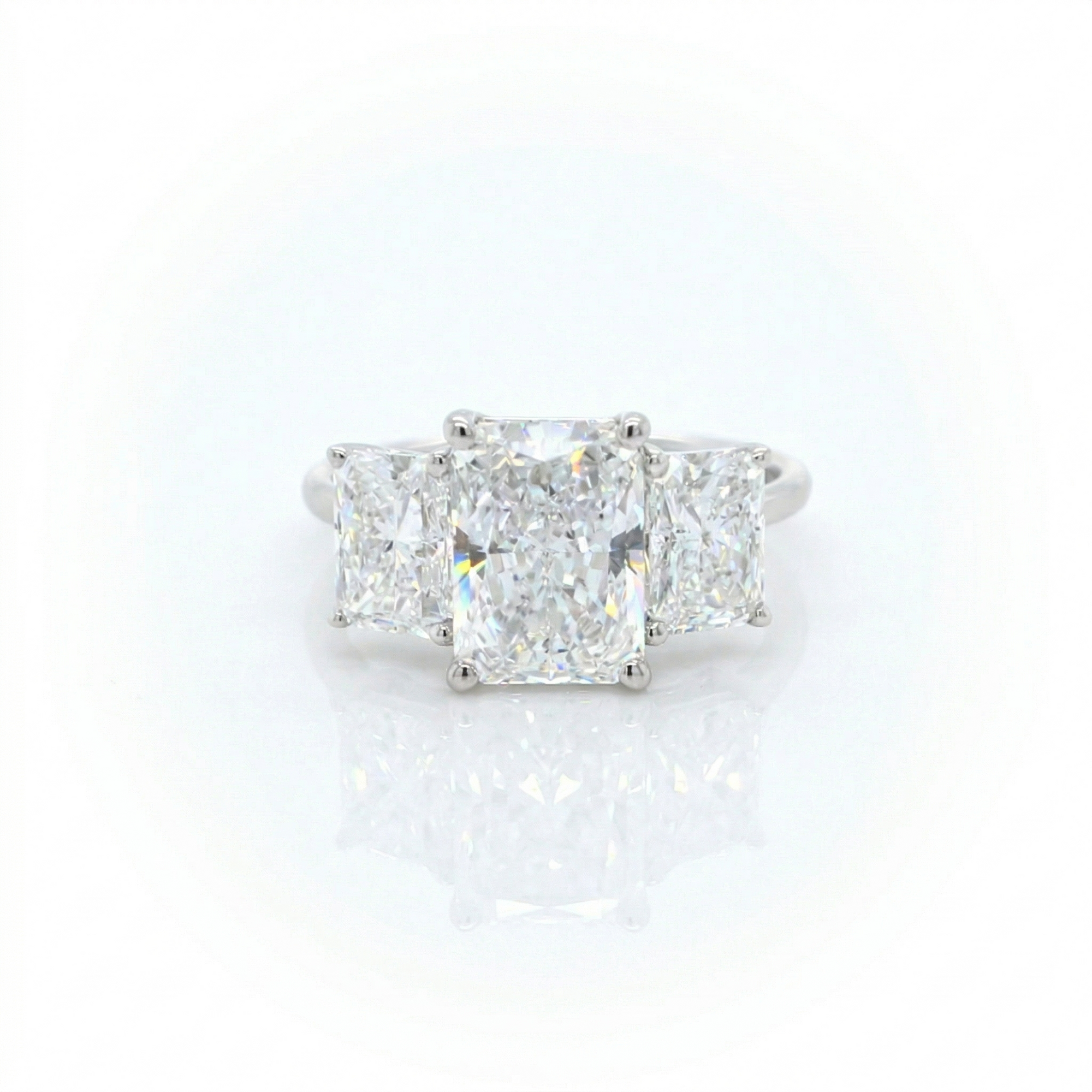 3.59ct D/VS1 Radiant Cut LAB Diamond 3 Stone Ring Set in White Gold - Montpellier Jewellers