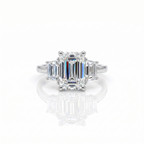 IGI 3.01ct D/VS1 Emerald Cut LAB Diamond Ring with Trapezoid Side Stones Set in Platinum