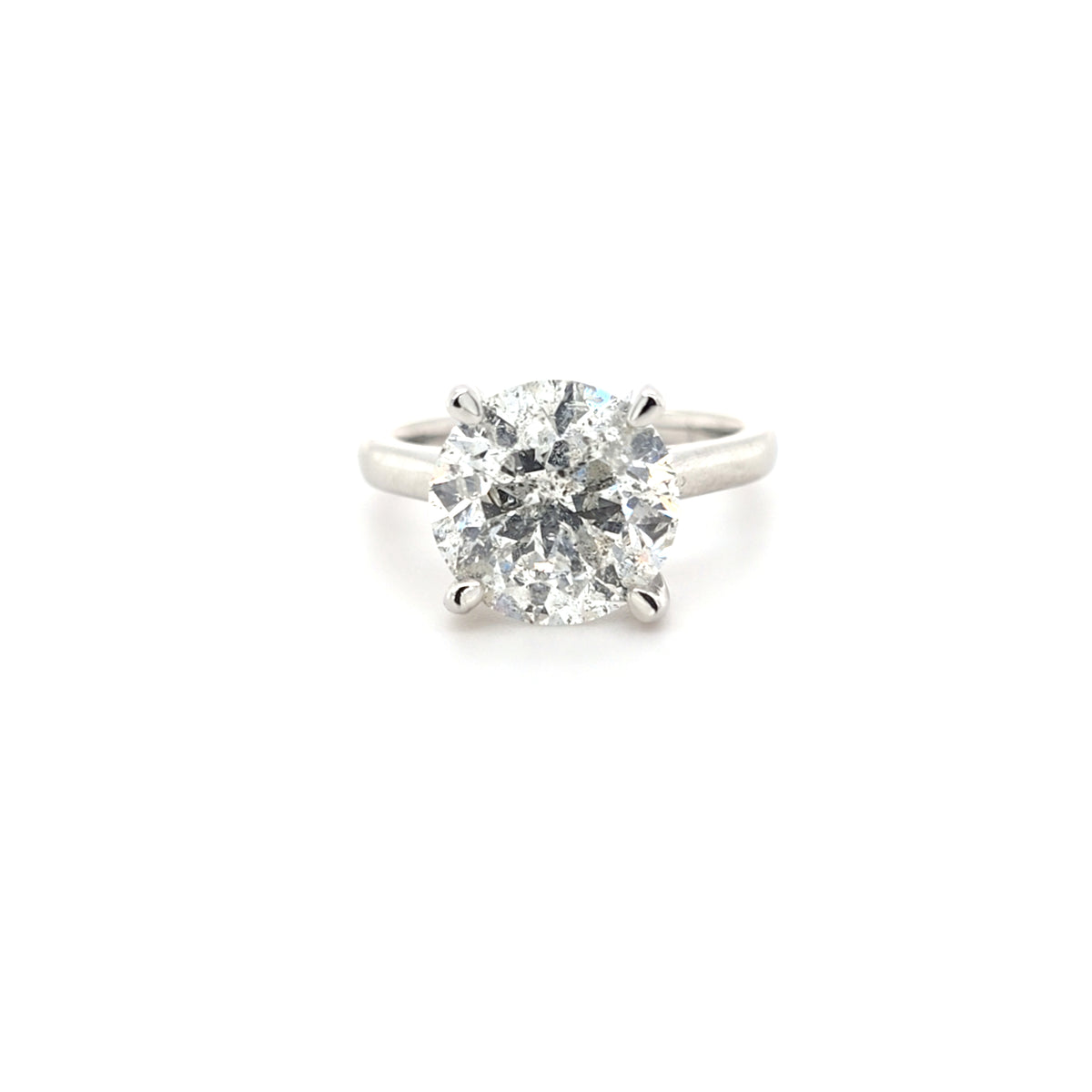 IGI 4.53ct H/I1 Round Brilliant Cut Diamond Solitaire Set in Platinum