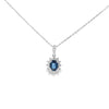Sapphire & Diamond Oval Shaped Pendant Set in 18ct White Gold