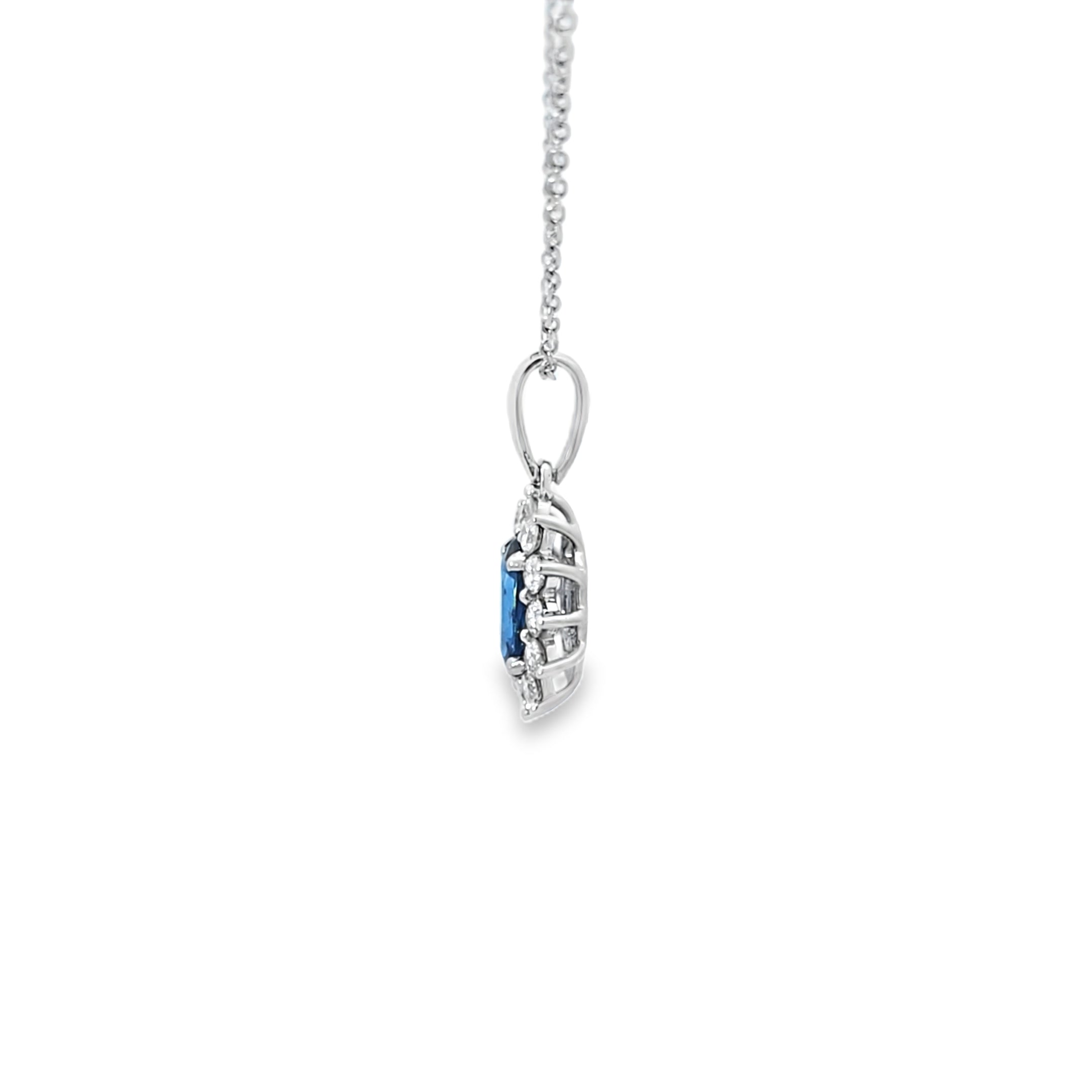 Sapphire & Diamond Oval Shaped Pendant Set in 18ct White Gold