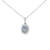 Sapphire & Diamond Oval Shaped Pendant Set in 18ct White Gold