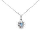 Sapphire & Diamond Oval Shaped Pendant Set in 18ct White Gold