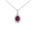 VIP Ruby & Diamond Oval Shaped Pendant Set in 18ct White Gold - Montpellier Jewellers