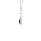 Ruby & Diamond Oval Shaped Pendant Set in 18ct White Gold