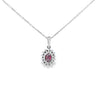 Ruby & Diamond Oval Shaped Pendant Set in 18ct White Gold