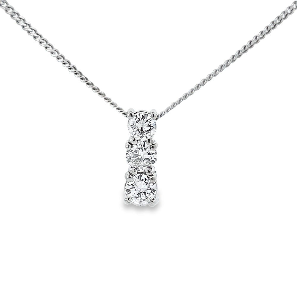 18ct White Gold Diamond 3 Stone Pendant