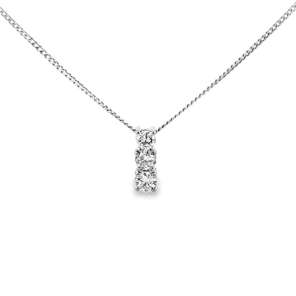 18ct White Gold Diamond 3 Stone Pendant