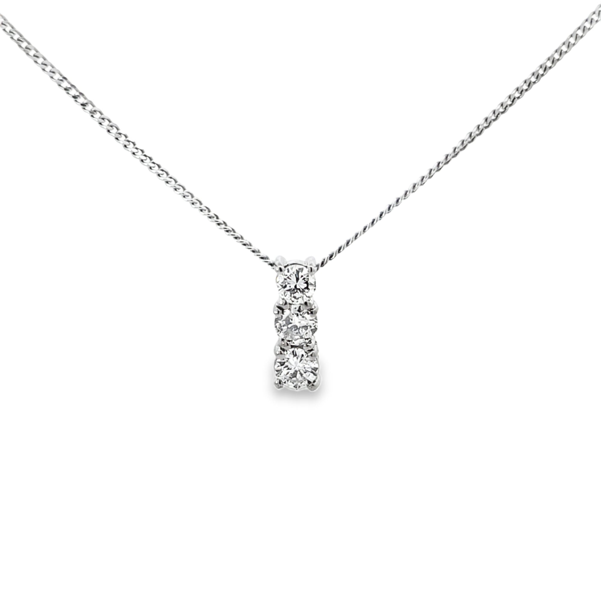 18ct White Gold Diamond 3 Stone Pendant