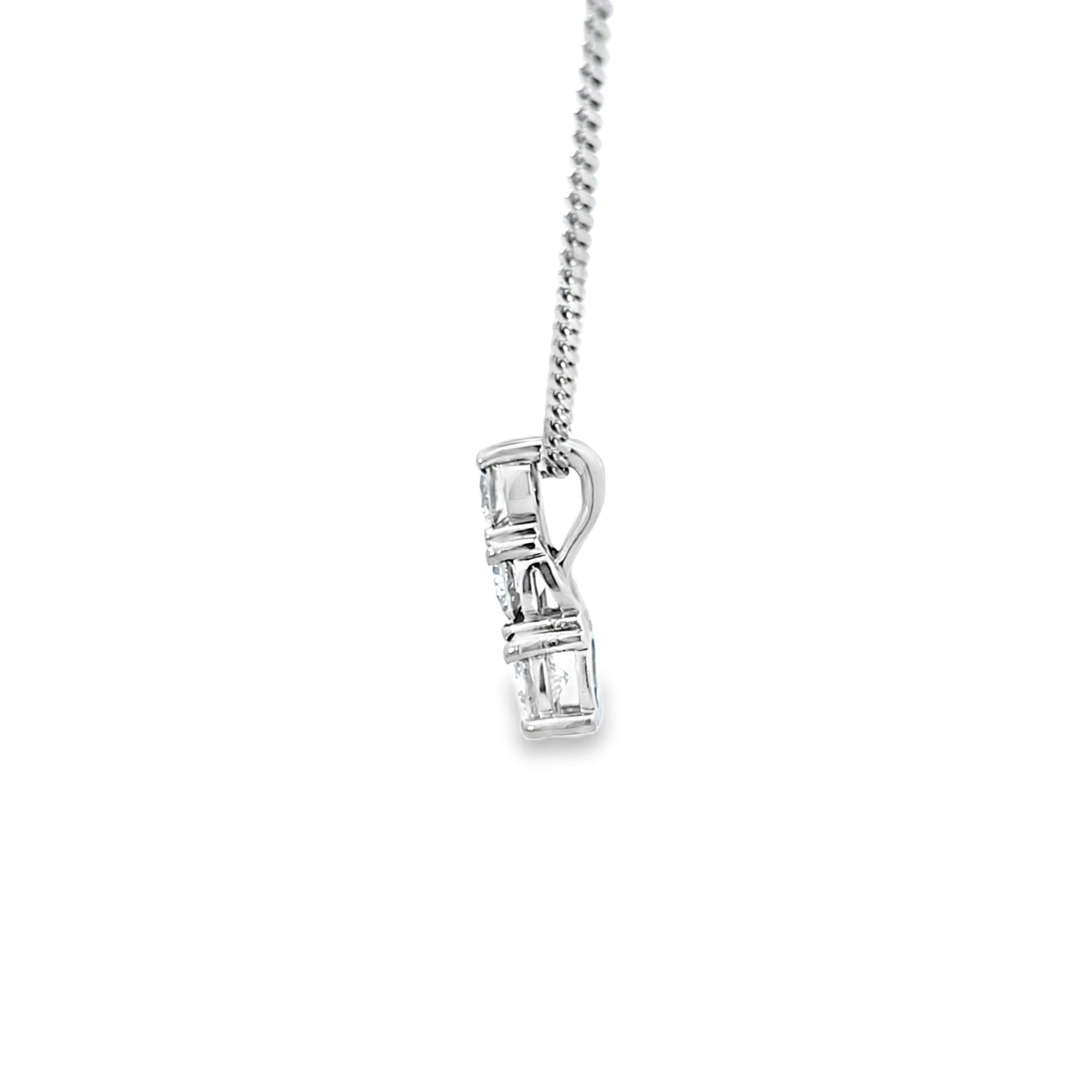 18ct White Gold Diamond 3 Stone Pendant