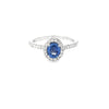Sapphire & Diamond Halo Ring Set in Platinum