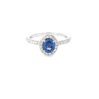 Sapphire & Diamond Halo Ring Set in Platinum