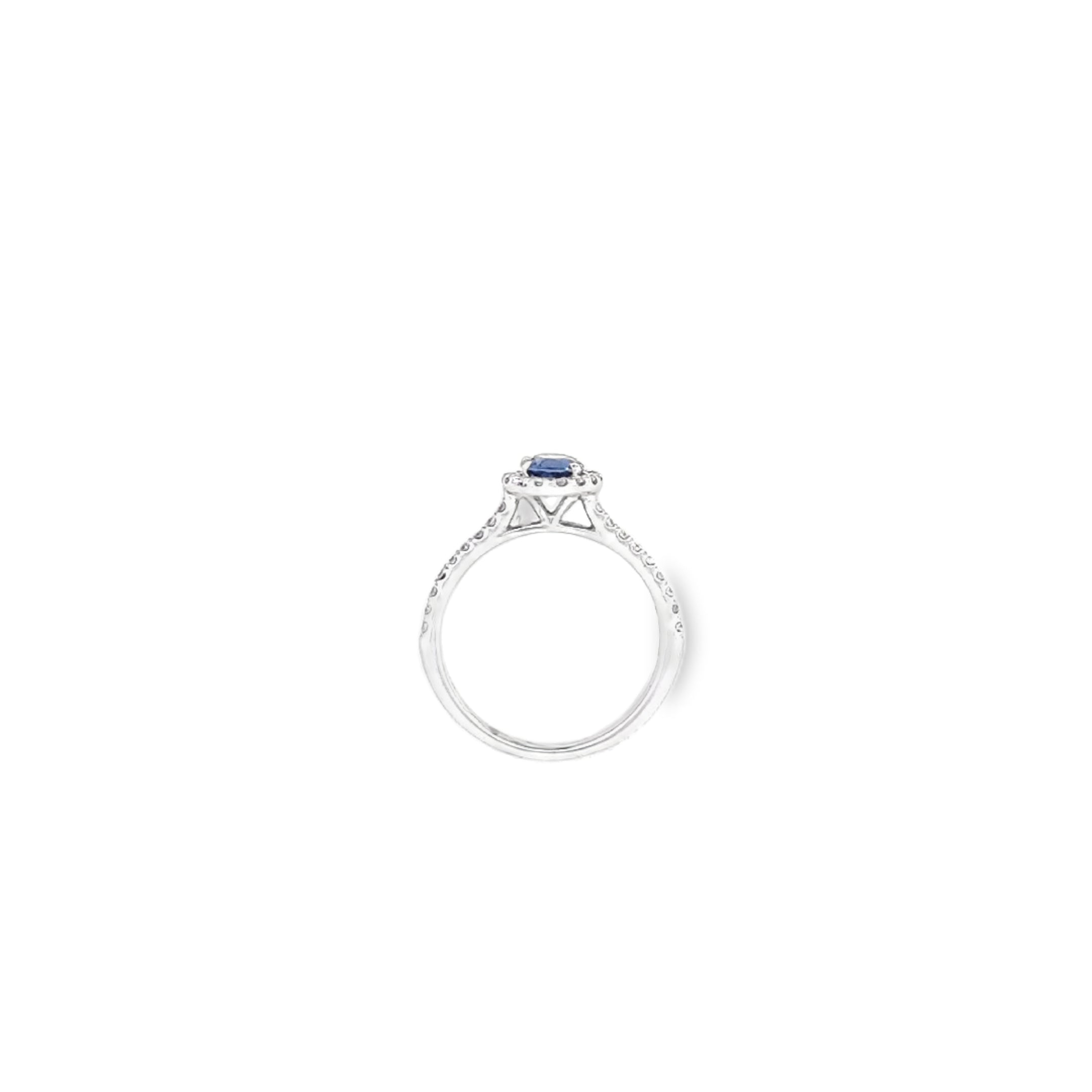 Sapphire & Diamond Halo Ring Set in Platinum