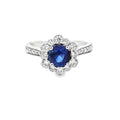 VIP Sapphire & Diamond Fancy Halo Ring Set in Platinum - Montpellier Jewellers