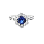 Sapphire & Diamond Fancy Halo Ring Set in Platinum