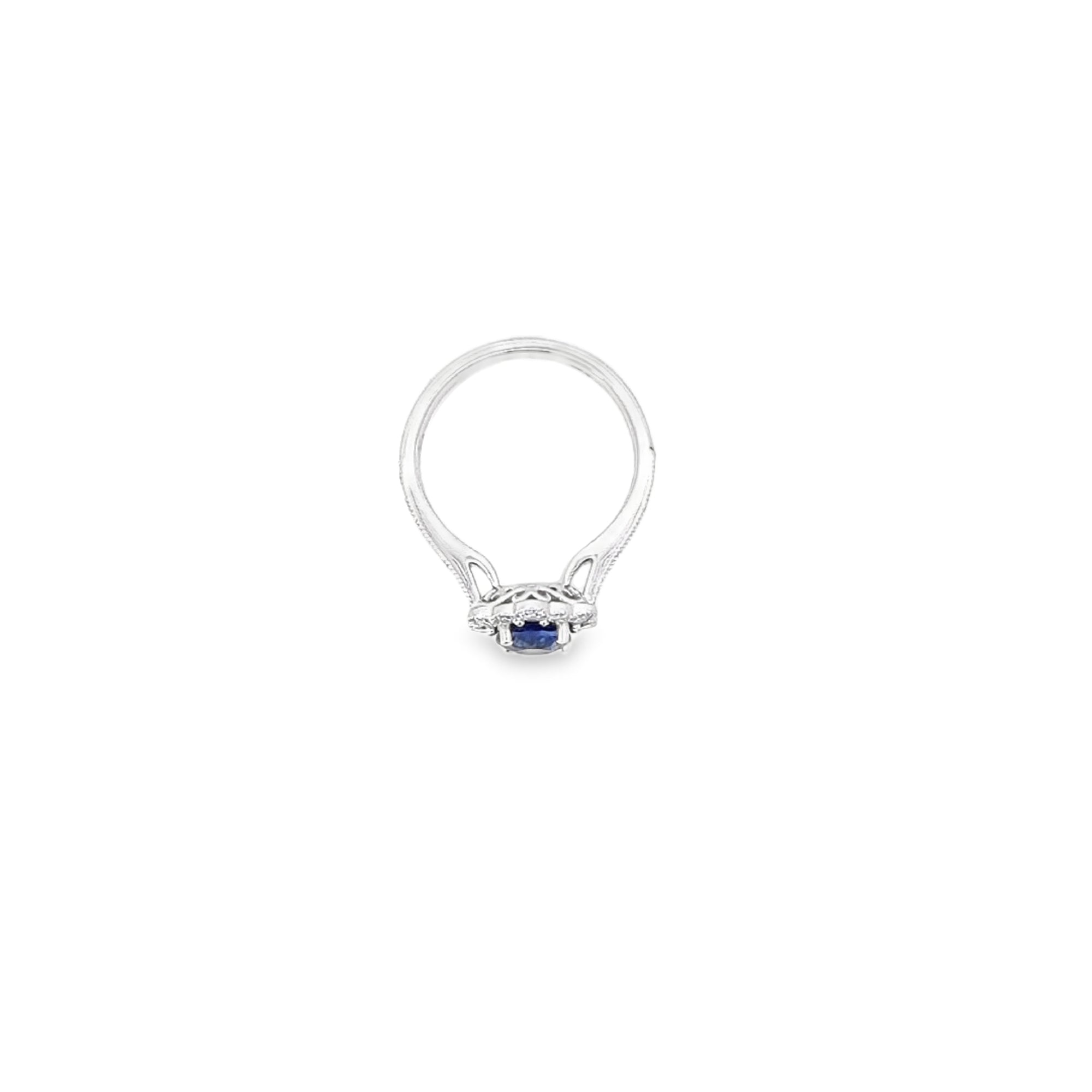 Sapphire & Diamond Fancy Halo Ring Set in Platinum